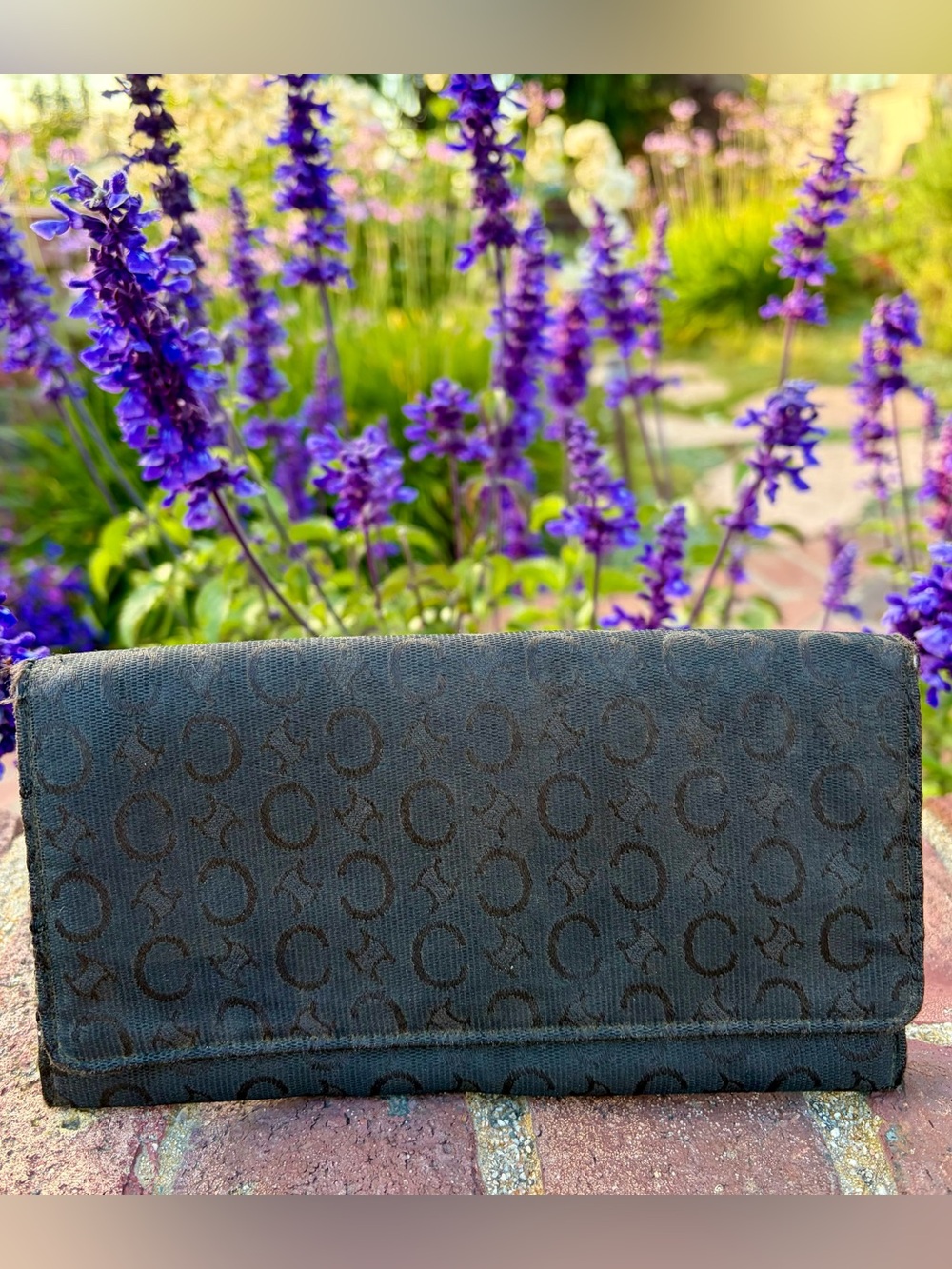 Authentic Celine Paris Soft Fabric & Leather Long Wallet Italy